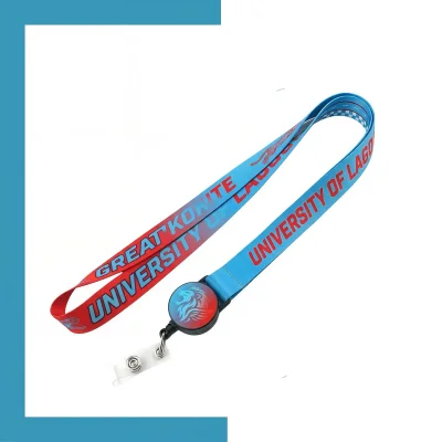 Custom nylon lanyard with retractable reel combo front view - SKU NPS-ACC-LAN-221