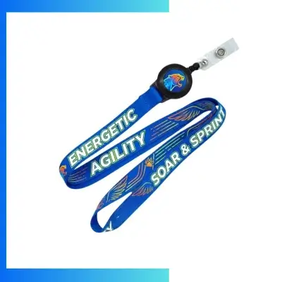 Custom Woven Lanyard with Retractable Reel – Premium Permanent Logo ID Neck Strap Combo