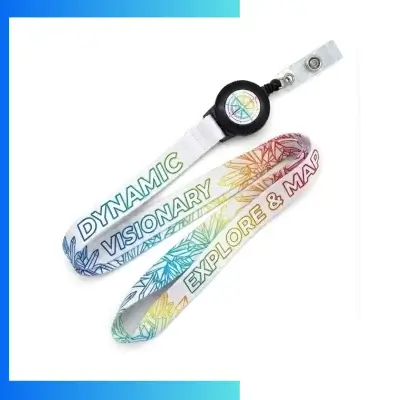 Custom Dye Sublimation Lanyard with Retractable Reel – Full Color ID Neck Strap Combo