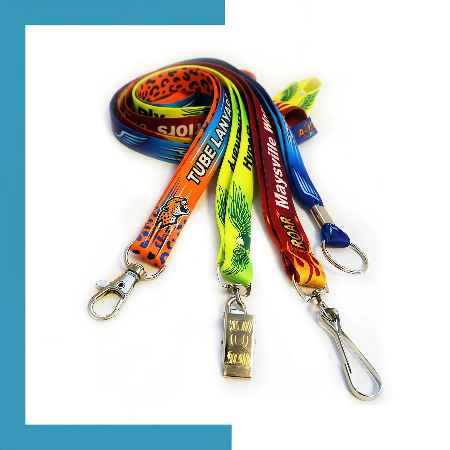 Custom eco-friendly RPET lanyard with screen printing front view - SKU NPS-ACC-LAN-230