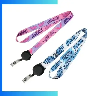 Custom Sublimation Lanyard with Retractable Badge Reel Combo – Full-Color ID Neck Strap with Polydome Logo