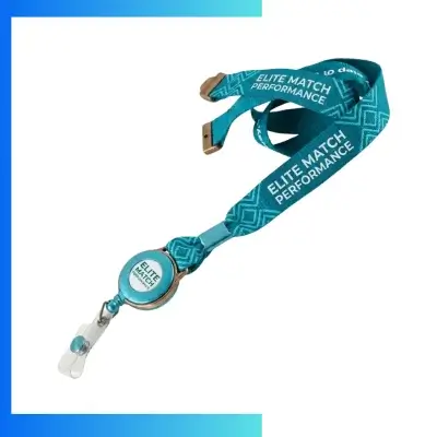 Custom 20mm Sublimation Lanyard with Retractable Badge Reel Combo – Maximum Visibility ID Neck Strap with Polydome Logo