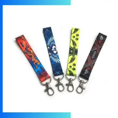 Custom Dye Sublimation Wrist Lanyards – Full Color 20mm Polyester Wrist Key Strap with Lobster Claw & Key Ring