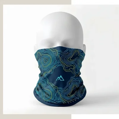 Custom semi double layers sublimated bandana with 12cm fold front view.