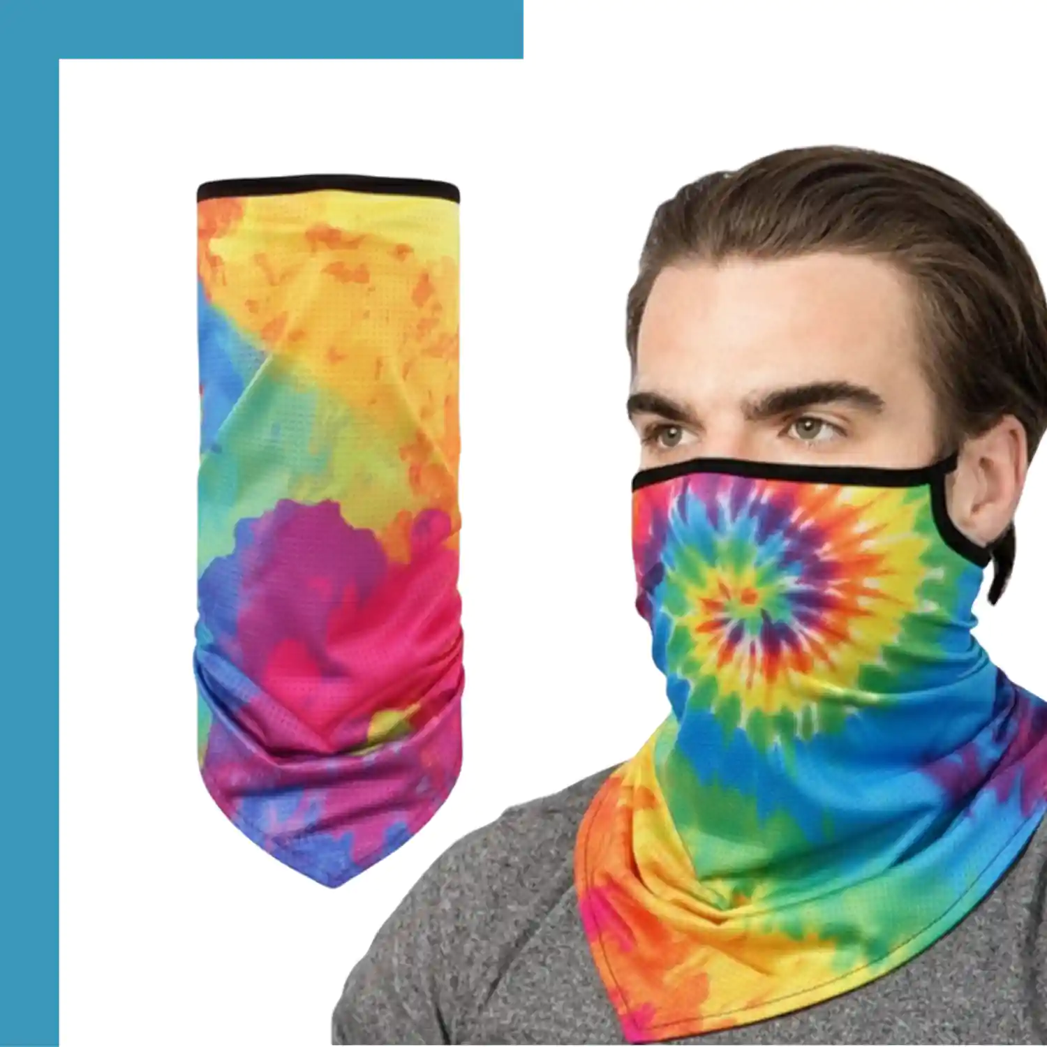 Custom Single Layer Sublimated Ear Loop Bandana – 140GSM Lycra Sports Neck Gaiter