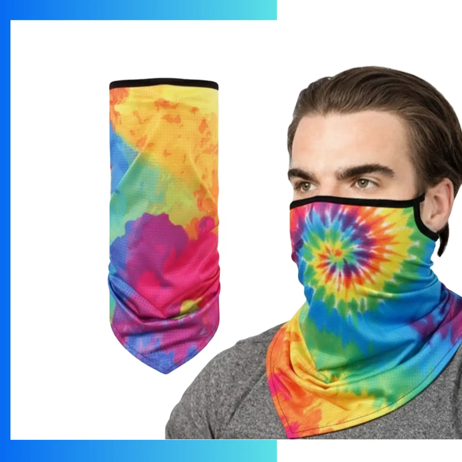 Custom Single Layer Sublimated Ear Loop Bandana – 140GSM Lycra Sports Neck Gaiter