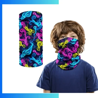 Custom Kids Semi Double Layer Sublimated Bandana – 8.25"×15" 4" Fold Youth Neck Gaiter