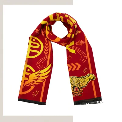 Premium business viscose scarf with custom corporate logo on a white background