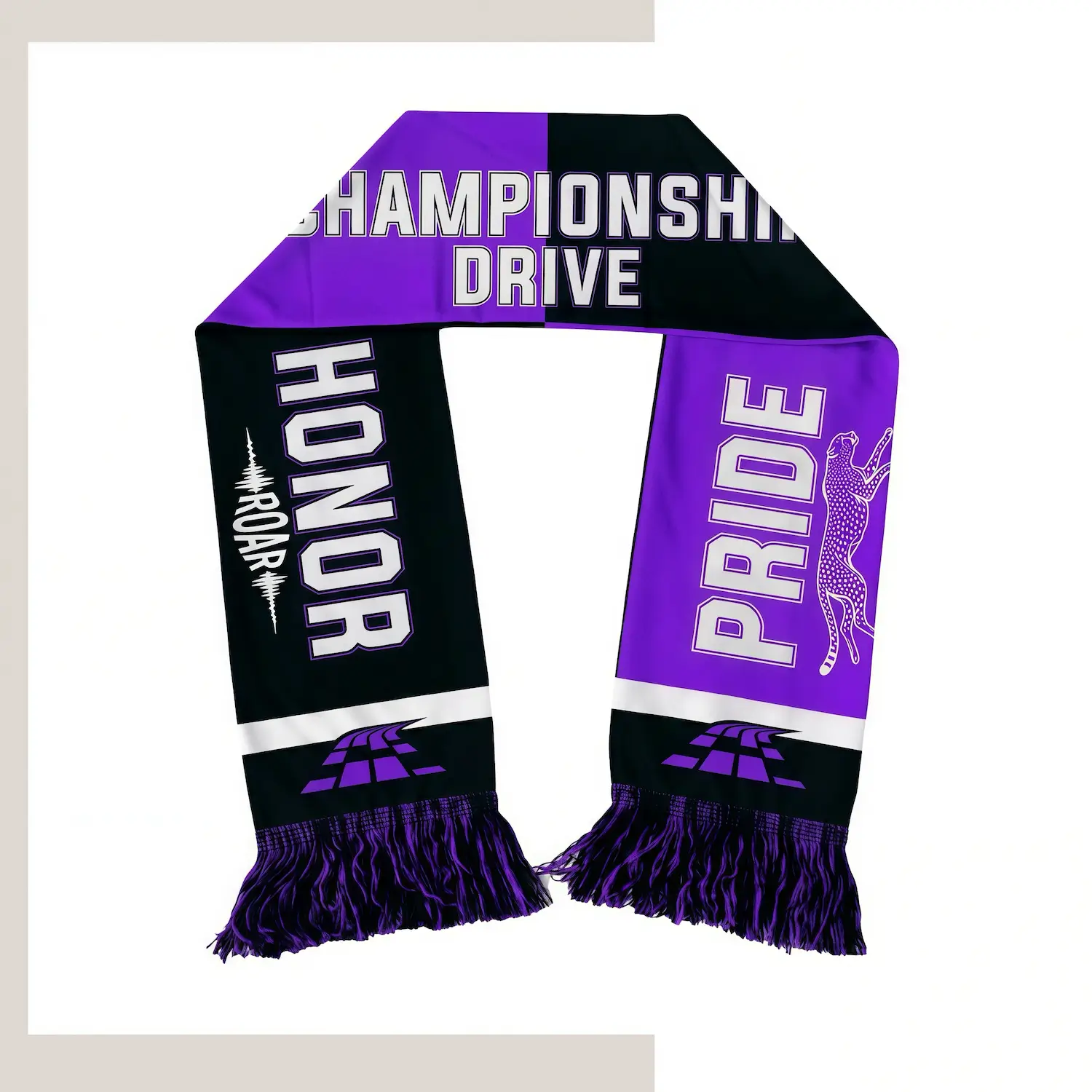 Custom summer sublimation printing scarf with tassels in 100% polyester on a white background