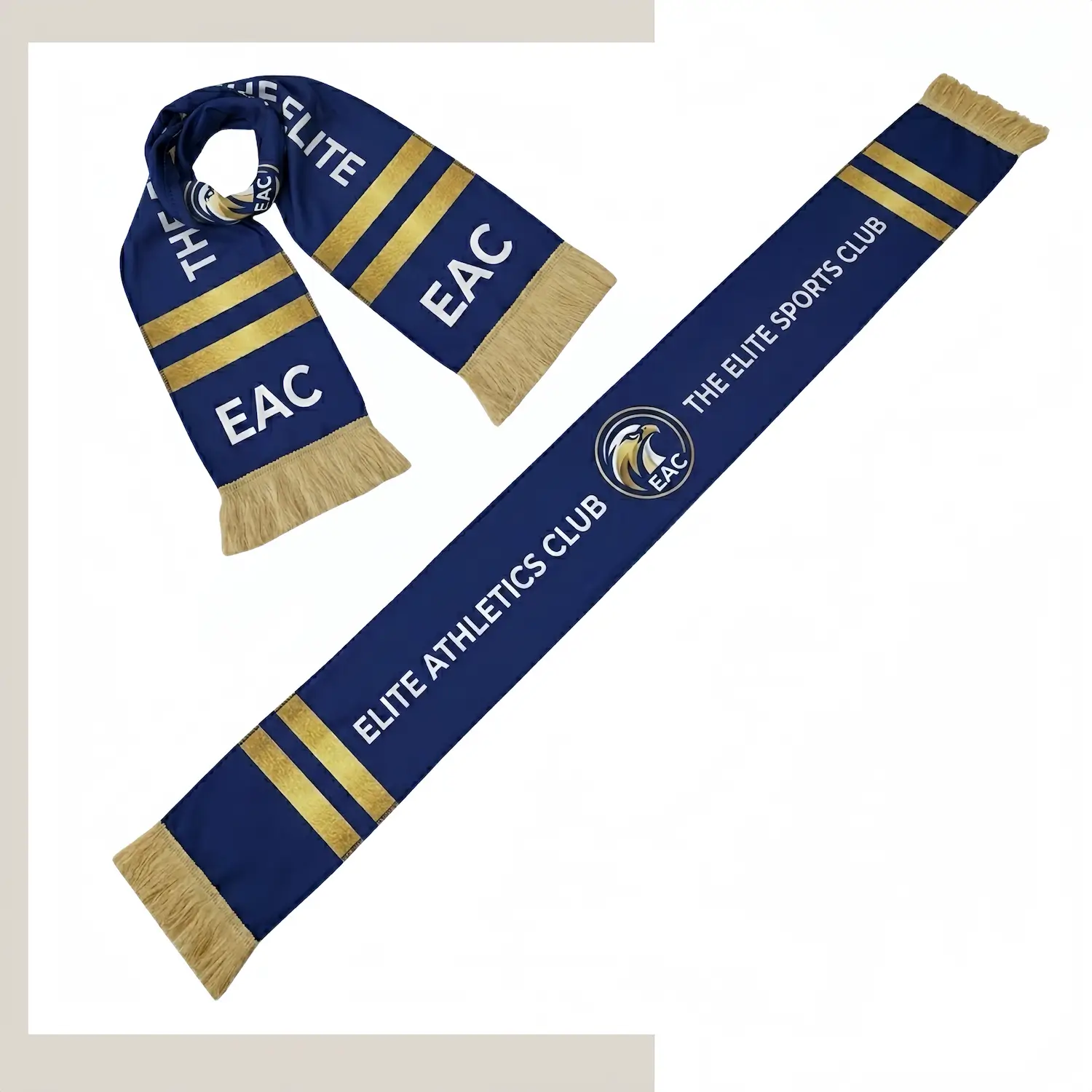 Custom winter sublimation printing scarf with tassels in cozy flannelette on a white background