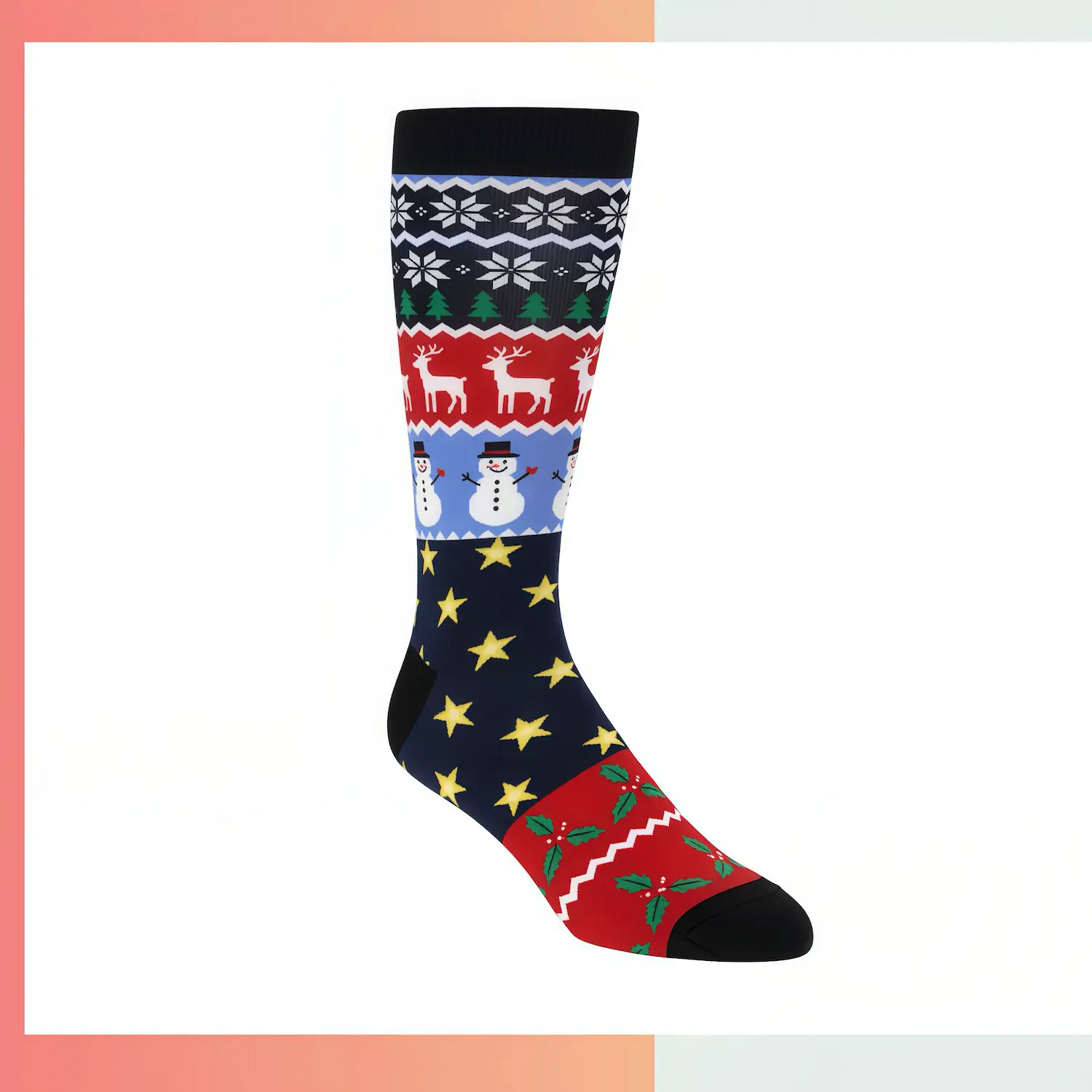 Custom 360 full digital print over calf socks, 60% cotton polyester spandex all-round printed socks for sports team corporate event promotional gifts