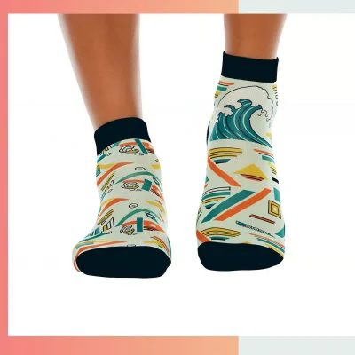 Custom ankle cut 360 full print socks, 60% cotton blend low-profile socks for casual wear sports warmer weather promotional gifts