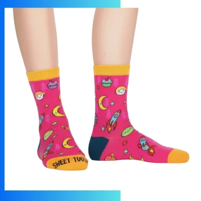 Custom Mid Crew Women Socks – 360° Digital Print Polyester Spandex