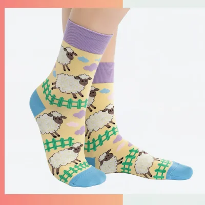 Custom women's mid crew 360 full print socks Style C, 96% polyester 4% spandex 176 needle socks for women sports teams fitness corporate gifts promotional merchandise