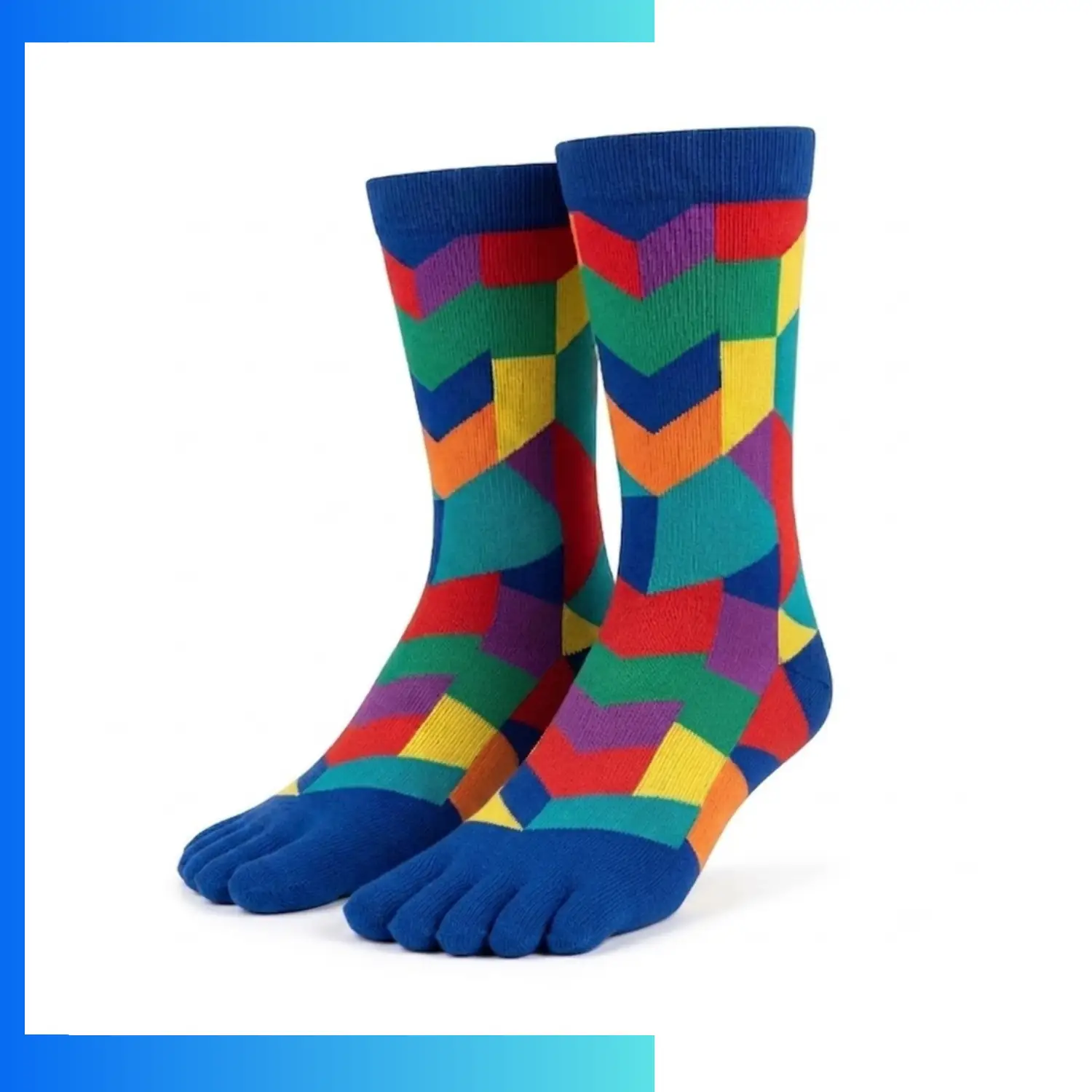 Chromatic Toe Crew Socks – Custom 360° Digital Print Color Block Sports Socks