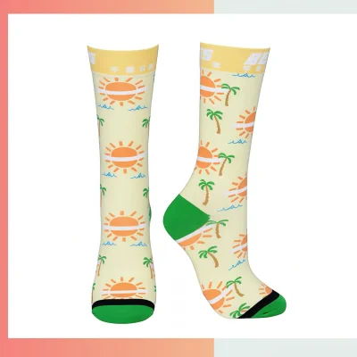 Custom 200N cushioned crew socks, 360 full digital print, 200 needle elastic support socks for athletes sports athletic activities everyday comfort