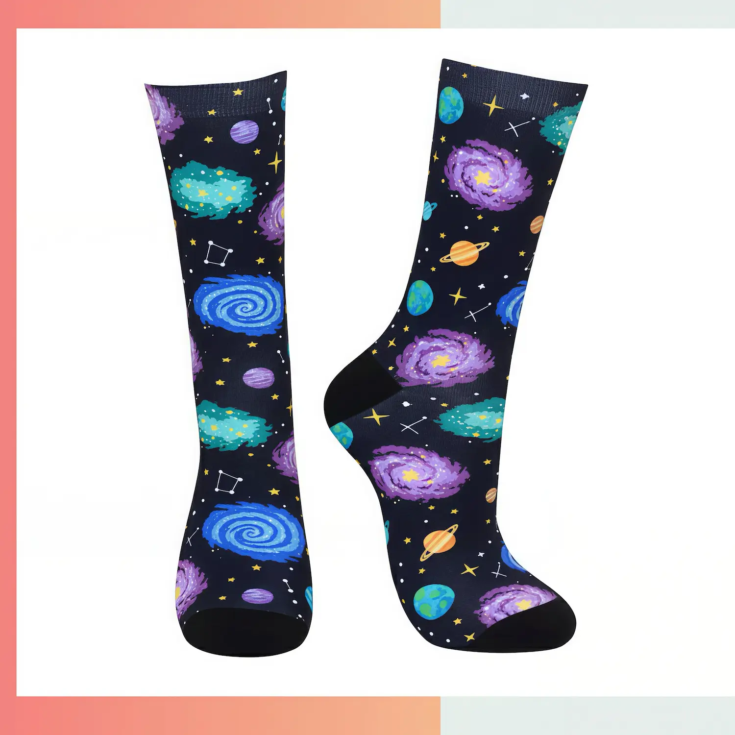 Custom adult crew socks, 360 full digital print, 144N imitation polyamide fiber 144 needle lightweight breathable socks for sports corporate gifts everyday wear