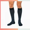 Custom over the calf jacquard dress socks, 168/200 needle cotton blend, breathable stretch fit for business formal and corporate gifts