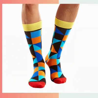 Custom mid calf executive dress jacquard socks, 168/200 needle cotton blend, stretch breathable for business office and corporate gifts