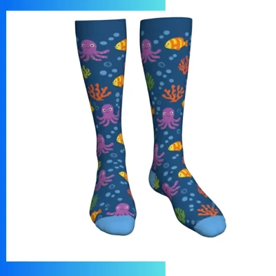 Custom Over the Calf Sublimated Socks – 360° Full Color Dye Print Sports Socks Polyester Spandex Blend