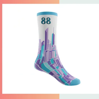 Custom men's mid crew sublimated socks, 46cm L size, full color dye sublimation, 96% polyester 4% spandex 176 needle for men sports corporate gifts daily wear