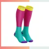 Custom women's mid crew sublimated socks Style B, 40cm M size, full color dye sublimation, 96% polyester 4% spandex 176 needle for women sports fitness corporate gifts