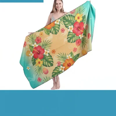 Custom sublimated oversized quick-dry sand-proof beach towel front view.