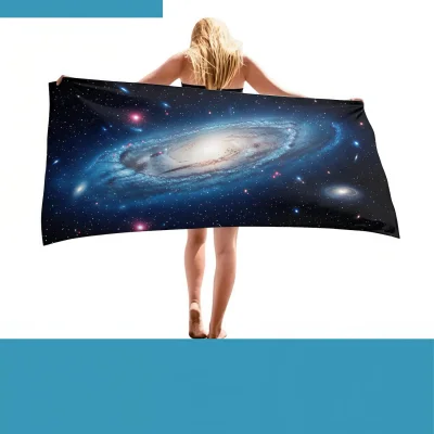Custom extra-large traveler's microfiber terry beach towel with soft face and absorbent loops front view - SKU NPS-ACC-TW-BE-125