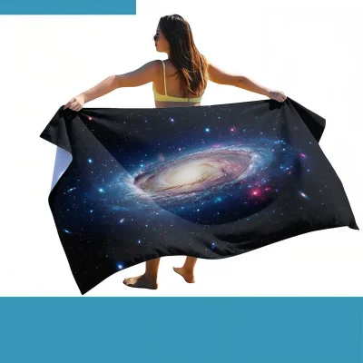Custom oversized traveler's microfiber terry beach towel with soft face and absorbent loops front view - SKUNPS-ACC-TW-BE-126