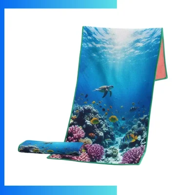 Custom Subli-Waffle Microfiber Beach Towel 25×50” – 320gsm Textured Sublimation Spa Towel