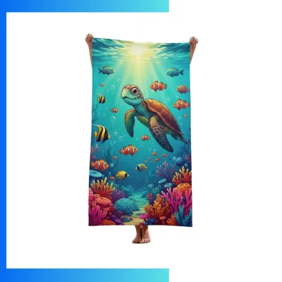 Custom Subli-Sheared Velour Beach Towel 25×50” – 380gsm Dual-Texture Microfiber Cotton Terry Towel