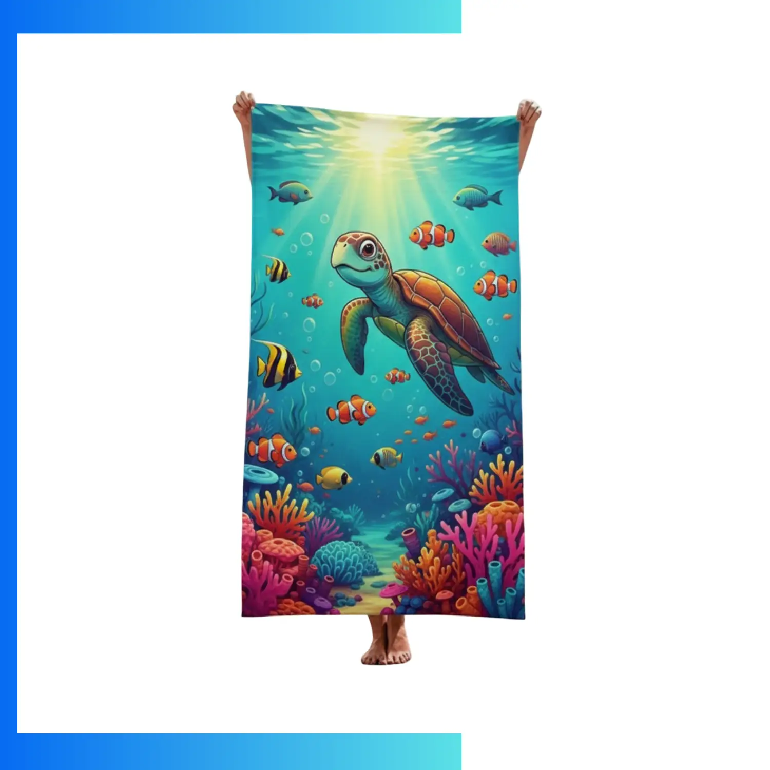 Custom Subli-Sheared Velour Beach Towel 25×50” – 380gsm Dual-Texture Microfiber Cotton Terry Towel