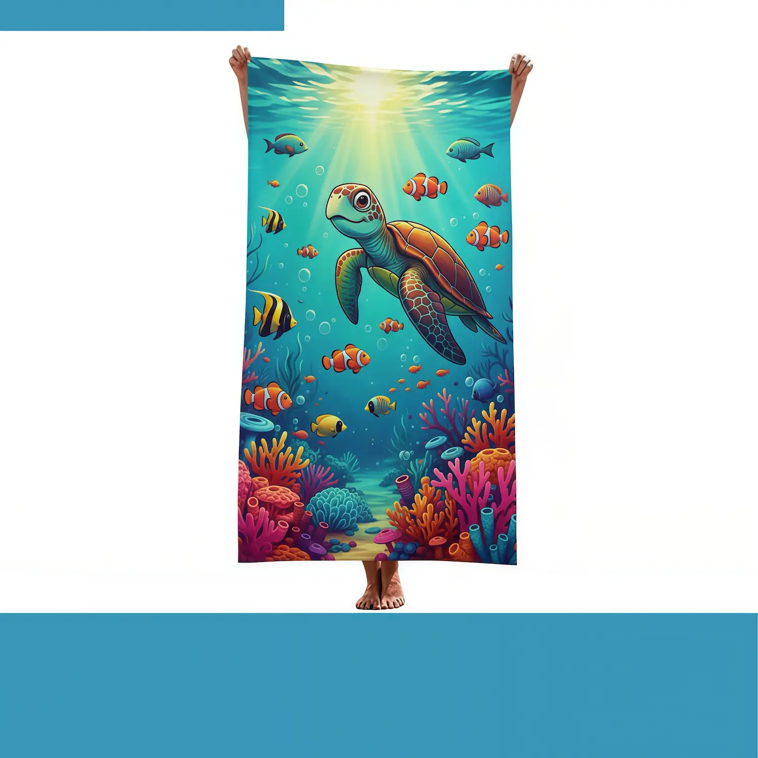 Custom Subli-Sheared Velour beach towel with luxurious velour face front view - SKU NPS-ACC-TW-BE-130