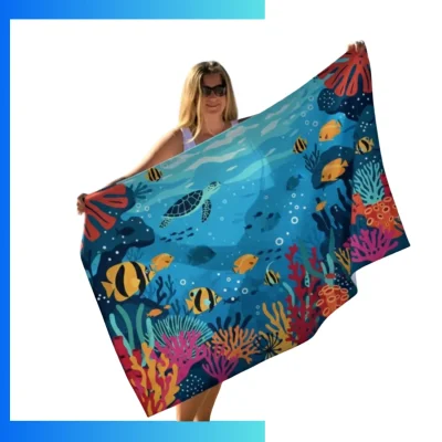 Custom Extra-Large Subli-Sheared Velour Beach Towel 30×60” – 380gsm Dual-Texture Cotton Terry Towel