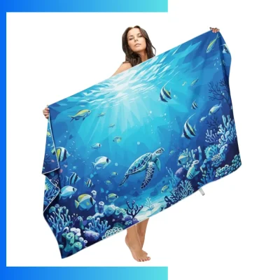 Custom Oversized Subli-Sheared Velour Beach Towel 40×75” – 380gsm Cotton Terry Back Sublimation Print