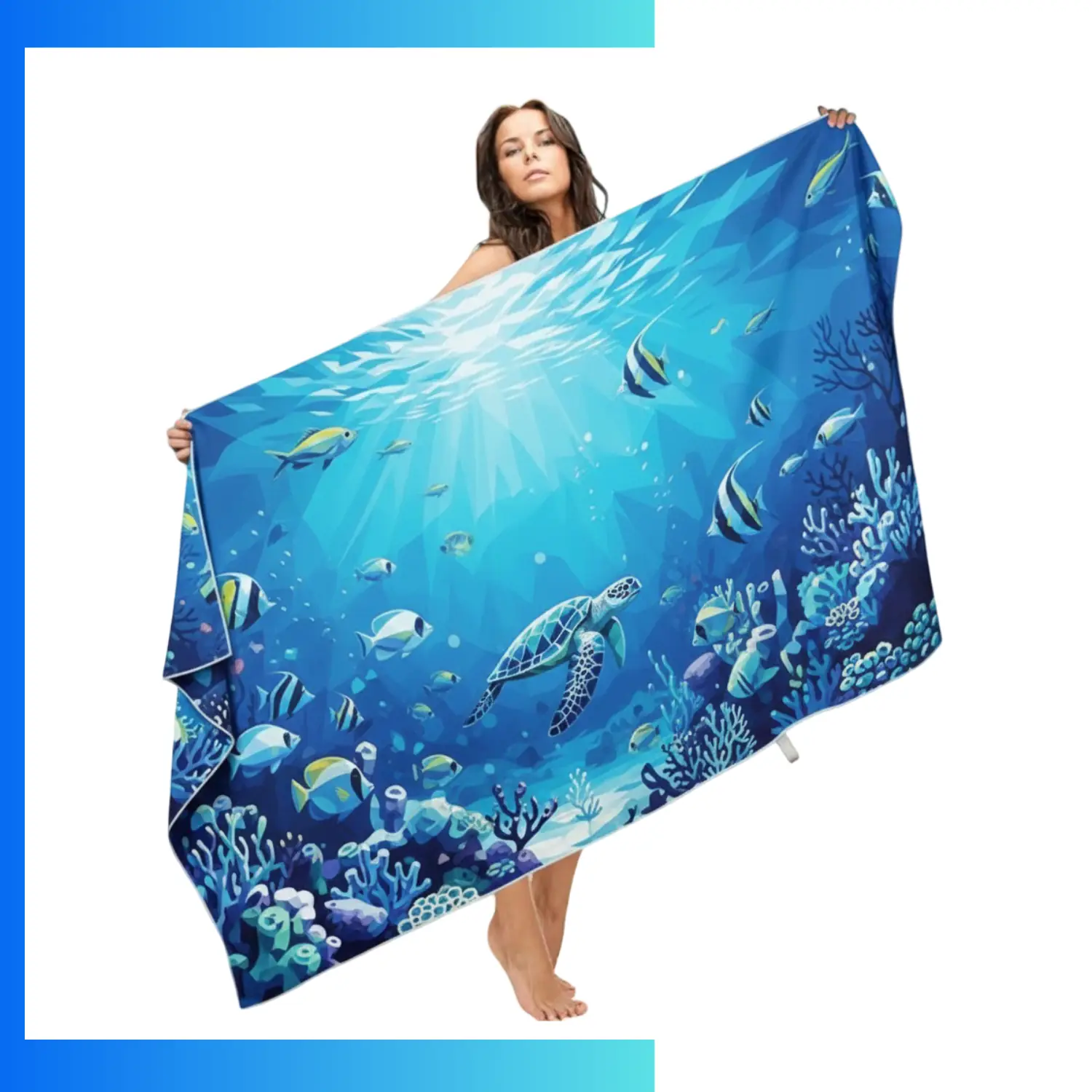 Custom Oversized Subli-Sheared Velour Beach Towel 40×75” – 380gsm Cotton Terry Back Sublimation Print