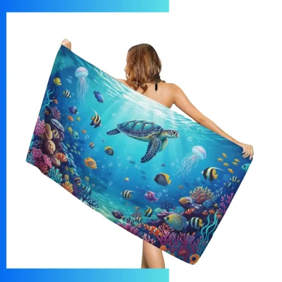 Custom 400gsm Plush Velour Beach Towel – Heavyweight Sublimation Cotton Terry Back