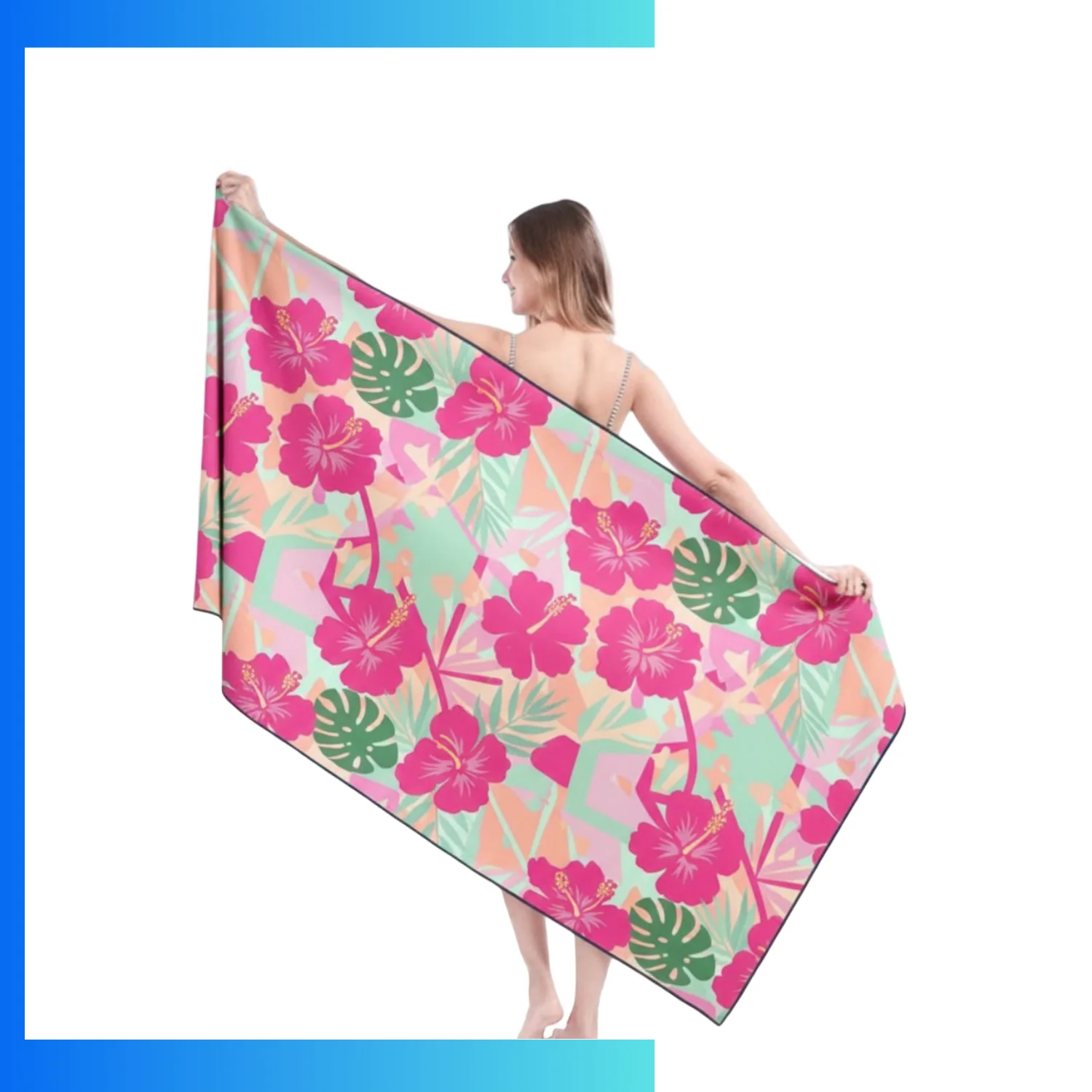 Custom Extra-Large 400gsm Plush Velour Beach Towel 30"×60" – Heavyweight Sublimation Cotton Terry Back