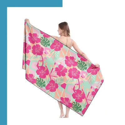 Custom extra-large heavyweight Subli-Plush Velour beach towel with ultra-soft plush face front view - SKU NPS-ACC-TW-BE-134