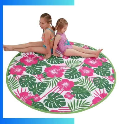 Custom Round 380gsm Velour Beach Towel 60" Diameter – Sublimation Sheared Microfiber with Cotton Terry Back