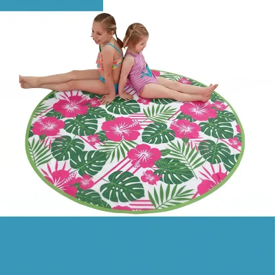 Custom Round 380gsm Velour Beach Towel 60" Diameter – Sublimation Sheared Microfiber with Cotton Terry Back