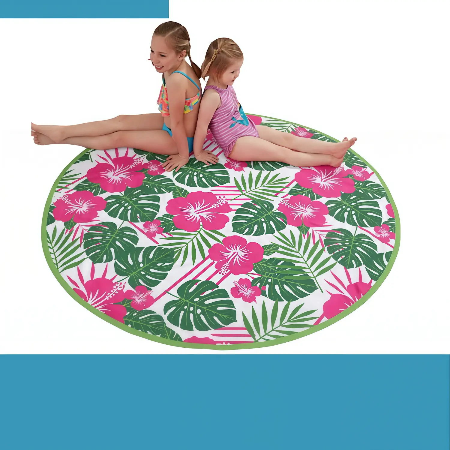 Custom Round 380gsm Velour Beach Towel 60" Diameter – Sublimation Sheared Microfiber with Cotton Terry Back