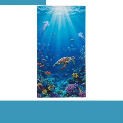 Custom sublimated microfiber towel with luxurious velour face front view - SKU NPS-ACC-TW-BE-137