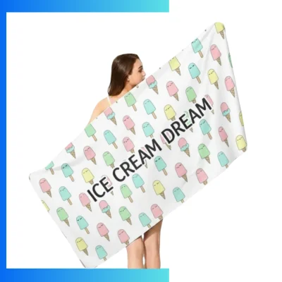 Extra Large Custom Sublimated Microfiber Beach Towel 30"×60" – 380gsm Velour Cotton Terry