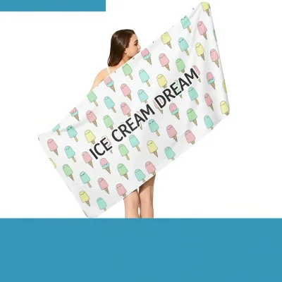 Custom extra-large sublimated microfiber towel with luxurious velour face front view - SKU NPS-ACC-TW-BE-139
