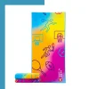 Custom dye sublimation CoolMax performance towel laid flat, showcasing vibrant all-over design on lightweight moisture-wicking fabric