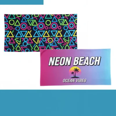 Custom sublimated microfiber rally towel with full-bleed edge-to-edge sublimation front view - NPS-ACC-TW-RA-172