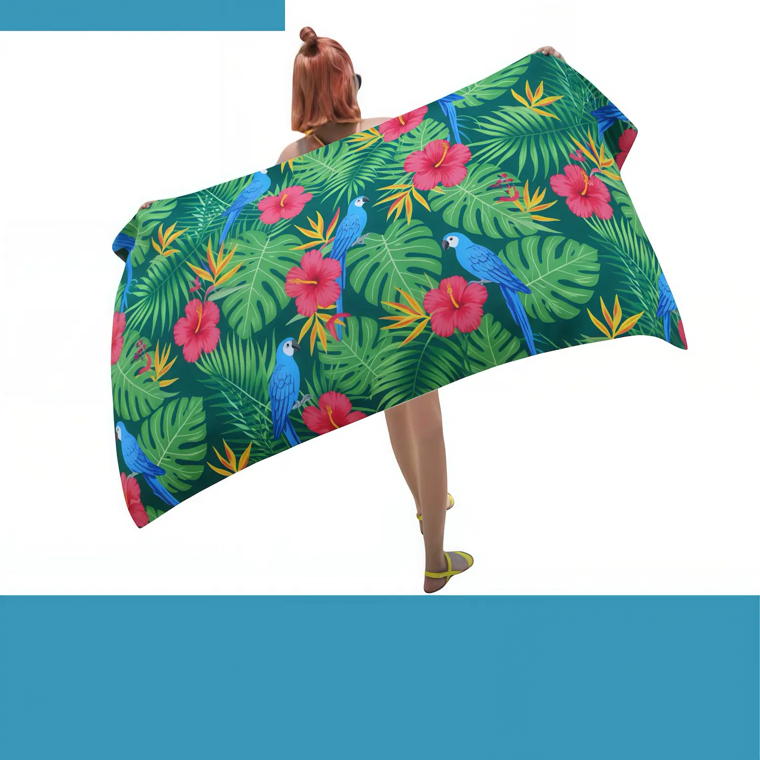Demonstration of sand-proof properties on eco-friendly rPET beach towel
