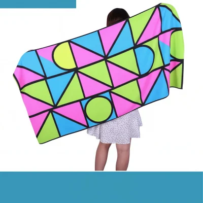 Custom extra-large eco-friendly rPET beach towel with edge-to-edge sublimation front view-NPS-ACC-TW-RPET-176