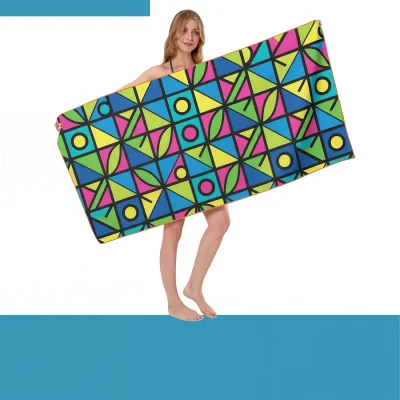 Custom oversized eco-friendly rPET beach towel with edge-to-edge sublimation front view -NPS-ACC-TW-RPET-177